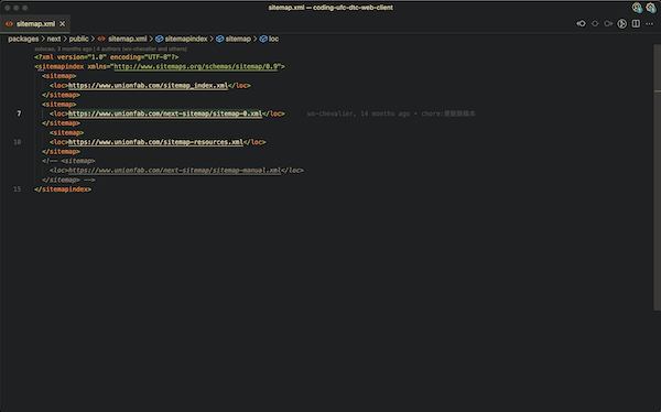 sitemap xml file in project